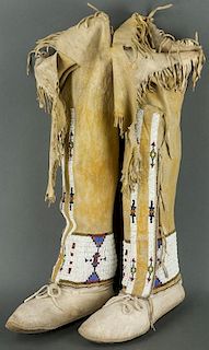 Beaded High Top Moccasins (Cheyenne or Arapaho ca. 1890 - 1910)