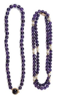 Two Amethyst Bead Necklaces