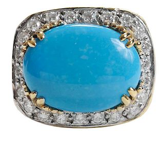 18 Kt. Gold and Turquoise Ring