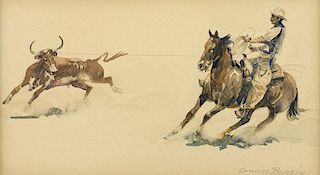 Edward Borein | Cowboy Roping Steer