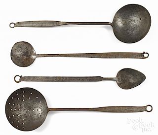 Four wrought iron utensils, 19th c.