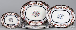 Four ironstone platters, 19th c., with chinoiserie decoration, largest - 16'' l., 20'' w.