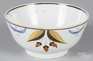 English pearlware waste bowl, 19th c., with acorn decoration, 2 3/4'' h., 6'' dia.