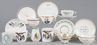 Centennial and commemorative patriotic china, to include a child's mug