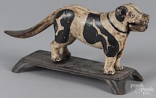 Painted cast iron dog nut cracker, 5 1/2'' h., 11'' w.