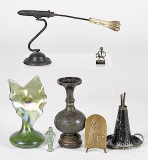 Miscellaneous decorative table accessories, to include an English silver skewer, a goffering iron