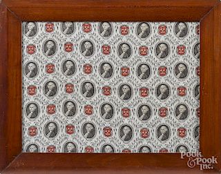 Engraved Centennial handkerchief with busts of George Washington, 11 1/2'' x 15 1/2''.