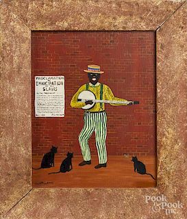 James Burns McCloskey (American 20th c.), oil on canvas of an African American banjo player, signed