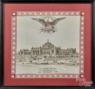 Engraved Centennial handkerchief, 20'' x 21 1/2''.