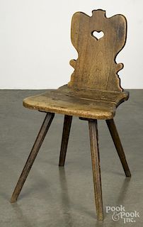 Moravian walnut splay leg chair, 18th c.