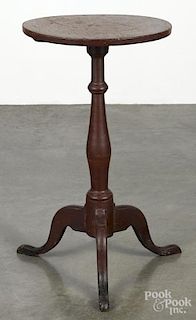 Country painted candlestand, 19th c., retaining an old red surface, 27 1/2'' h., 15 3/4'' w.