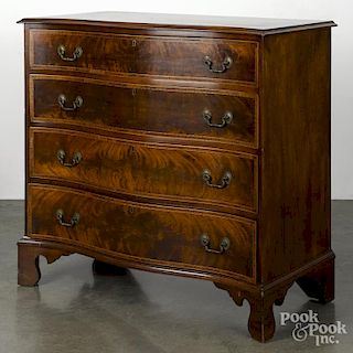 Chippendale style mahogany serpentine front chest of drawers, 37'' h., 36 3/4'' w.