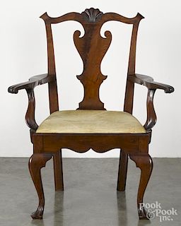 Benchmade Chippendale style walnut armchair.