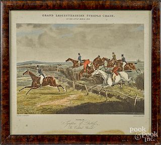 After Alken, set of four color lithograph horse racing scenes, 10'' x 14 1/2''.