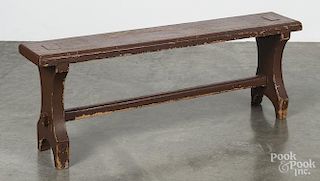 Painted hard pine bench, 19th c., 17'' h., 48'' w.