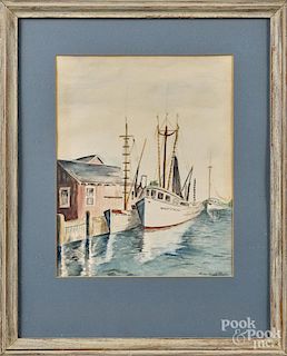 Watercolor harbor scene, signed Byrd Taylor, 13 1/2'' x 11''.