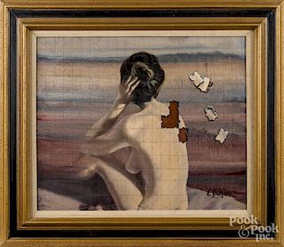 Edith Belfiore (American 20th c.), oil on canvas, titled A Woman of Many Parts, signed lower right
