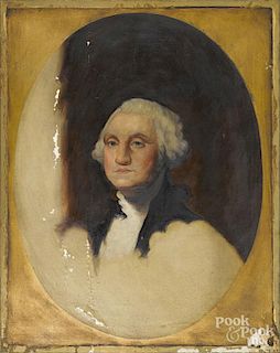 Oil on canvas portrait of George Washington, ca. 1900, 39'' x 31''.