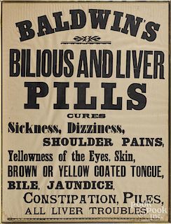 Printed advertisement for Baldwin's Pills, 26'' x 19 3/4''.