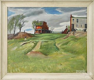 Paul Wescott (American 1904-1970), oil on canvas landscape, unsigned