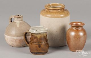 Four pieces of contemporary stoneware, tallest - 7''.