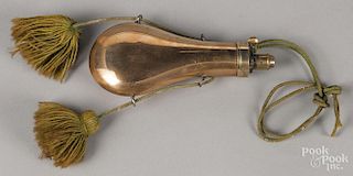 Copper and brass shot flask, 19th c., 7 1/4'' h.