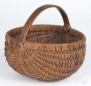 Split oak basket, 19th c., 9 1/2'' h., 10'' w.