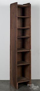 Pine chimney cupboard with open shelves, late 19th c., 82 1/2'' h., 15 3/4'' w.