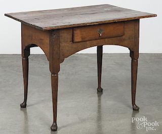 Hard pine and maple tavern table, 18th c., 28'' h., 36 1/4'' w., 25'' d.