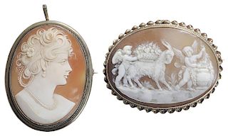 Two Antique Cameo Brooches