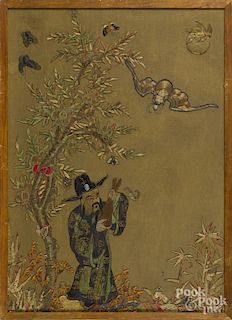 Oriental needlework embroidery, 31 1/2'' x 22 1/2''.