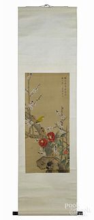 Three Oriental watercolor scrolls.