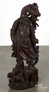 Chinese carved wood figure, 20th c., 39 1/2'' h.