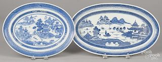 Two Chinese export porcelain Canton platters, 19th c., 10'' l., 12 3/4'' w. and 9 3/4'' l., 16 1/2'' w.