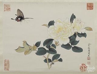 Four Oriental watercolor scrolls.