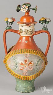 Mexican pottery urn, 19 1/2'' h.