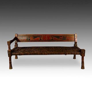 Ethiopian Paint Decorated Bench