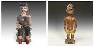 2 African Carved and Painted Wood Figures