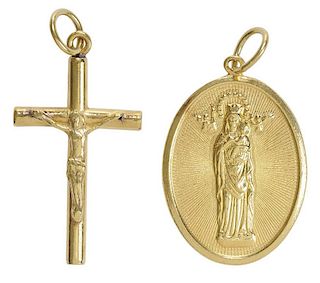 22 Kt. Gold Cross and Medallion