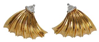 14 kt. Gold and Diamond Ear Clips