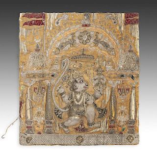 19th C. Kalaga Panel Depicting Hanuman