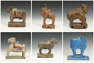 6 Antique Indian Toy Nandi/Bulls