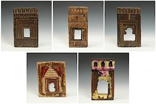 5 Antique Indian Miniature Temple Shrines