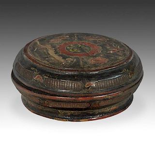 Fine Antique Chinese Lacquer and Rattan Box