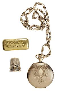 14 Kt. Gold Watch, Thimble, Bar
