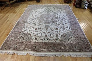 Vintage And Finely Hand Woven Tabriz Carpet .