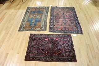 3 Antique And Finely Hand Woven Area Carpets