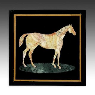 Horse Theme Hardstone Mosaic Table Top