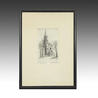 James Swan (1905-1985) Etching, "St. Michael's", 1950s