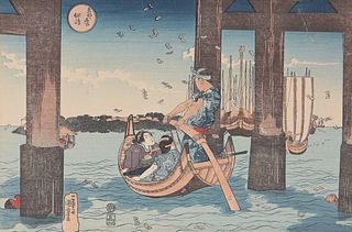 Utagawa Kuniyoshi "Tsukuda Island" Woodblock